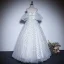 Fashion White Spotted Prom Dresses 2023 A-Line / Princess Off-The-Shoulder Short Sleeve Backless Floor-Length / Long Prom Formal Dresses