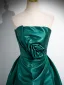 Elegante Dunkelgrün Glanz Ballkleider 2024 A Linie Bandeau Ärmellos Rückenfreies Lange Ball Festliche Kleider