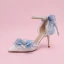Fashion Sage Green Pearl Bow Prom Womens Sandals 2024 Ankle Strap 9 cm Stiletto Heels Pointed Toe Womens Shoes High Heels