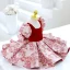 Elegant Burgundy Floral Short Flower Girl Dresses 2022 Ball Gown Square Neckline Short Sleeve Bow Flower Girl Dresses