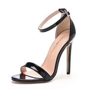 Sexy Noire Soirée Sandales Femme 2023 Bride Cheville 11 Cm Talons Aiguilles Peep Toes Bout Ouvert Sandales Talons Hauts