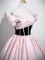 Chic / Beautiful Blushing Pink Prom Dresses 2025 Ball Gown Off-The-Shoulder Short Sleeve Backless Floor-Length / Long Prom Formal Dresses