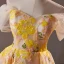 Vintage / Retro Gold Beading Sequins Lace Flower Homecoming Short Graduation Dresses 2024 Off-The-Shoulder Short Sleeve Backless Formal Dresses