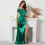 Chic / Beautiful Green Split Front Evening Dresses 2022 Trumpet / Mermaid Off-The-Shoulder Short Sleeve Backless Floor-Length / Long Evening Party Formal Dresses