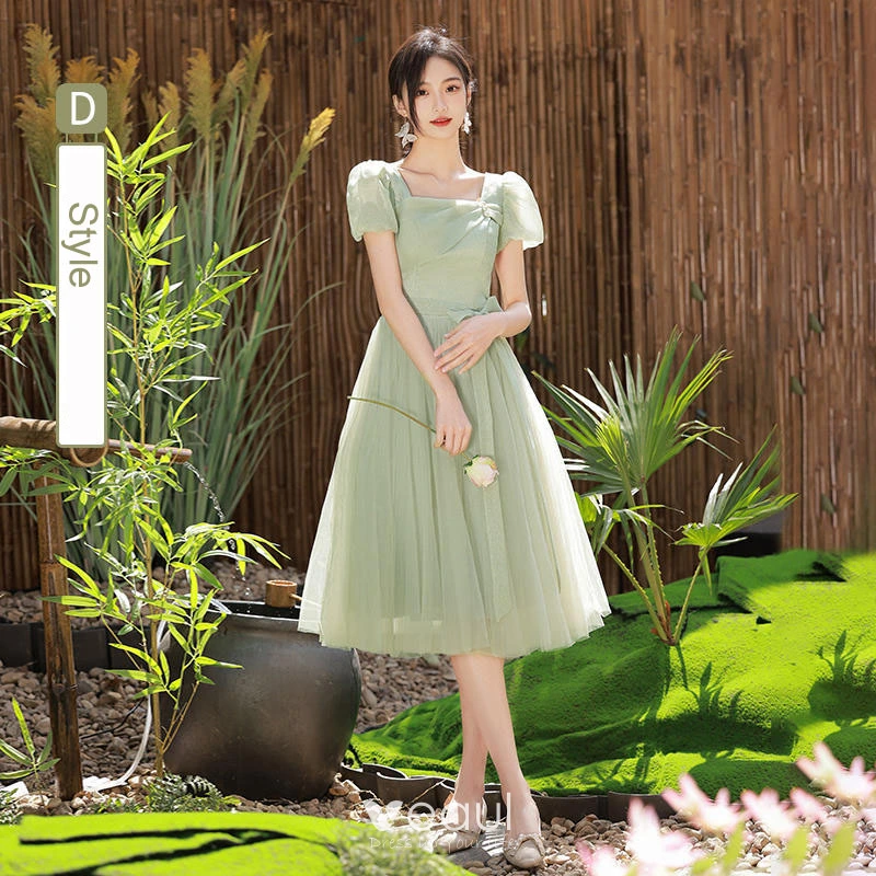 Sage green bridesmaid outlet dresses knee length