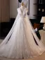 Vintage / Retro White Lace Flower Sweep Train Wedding Dresses Ball Gown 2025 V-Neck Sleeveless Backless