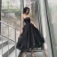 Chic / Beautiful Black Prom Dresses 2022 A-Line / Princess Strapless Sleeveless Backless Floor-Length / Long Prom Formal Dresses