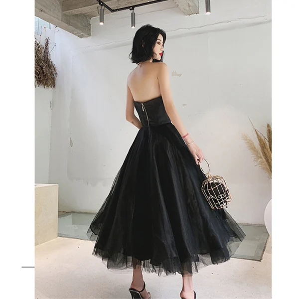 Chic / Beautiful Black Prom Dresses 2022 A-Line / Princess Strapless Sleeveless Backless Floor-Length / Long Prom Formal Dresses