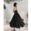 Chic / Beautiful Black Prom Dresses 2022 A-Line / Princess Strapless Sleeveless Backless Floor-Length / Long Prom Formal Dresses