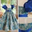 Vintage / Retro Royal Blue Birthday Embroidered Flower Girl Dresses 2022 A-Line / Princess Scoop Neck Puffy Short Sleeve Sash Floor-Length / Long Flower Girl Dresses