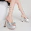 Sexy Argenté Soirée Sandales Femme 2022 Bride Cheville Faux Diamant Noeud 14 cm Talons Aiguilles Peep Toes / Bout Ouvert Sandales Talons Hauts