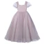 Chic / Beautiful Blushing Pink Pearl Birthday Flower Girl Dresses 2022 Ball Gown Square Neckline Short Sleeve Backless Floor-Length / Long Flower Girl Dresses