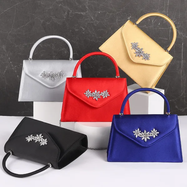 Chic / Belle Fushia Faux Diamant Satin Soirée Pochette 2023