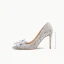 Sparkly Silver Crystal Wedding Shoes 2022 Sequins Leather 9 cm Stiletto Heels Pointed Toe Wedding Pumps High Heels