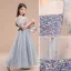 Sparkly Grey Star Sequins Prom Flower Girl Dresses 2022 A-Line / Princess Scoop Neck Short Sleeve Sash Bow Floor-Length / Long Flower Girl Dresses