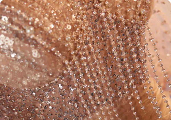 Bling Bling Champagne Beading Pearl Sequins Prom Dresses 2024 A-Line / Princess V-Neck Short Sleeve Backless Floor-Length / Long Prom Formal Dresses