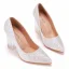 Charmant Argenté Paillettes Cristal Chaussure De Mariée 2022 9 cm Talons Épais À Bout Pointu Mariage Escarpins Talons Hauts