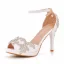 Charmant Weiß Strass Brautschuhe 2022 Knöchelriemen 10 cm Stilettos Peeptoes Hochzeit Hochhackige