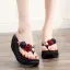 Fashion Black Street Wear Beach Summer Womens Sandals 2023 Appliques 7 cm Wedges Open / Peep Toe Sandals High Heels