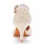 Charmant Blanche Perle Chaussure De Mariée 2022 Bride Cheville 9 cm Talons Aiguilles À Bout Pointu Mariage Talons Hauts