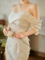 High-end White Pearl Lace Flower Wedding Dresses 2025 Trumpet / Mermaid Off-The-Shoulder Sleeveless Backless Sweep Train Wedding