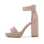 Enkla Aprikos / Beige Sommar Casual Sandaler Dam 2022 Mocka 10 cm Tjocka Klackar Ankelband Peep Toe Sandaler Högklackade