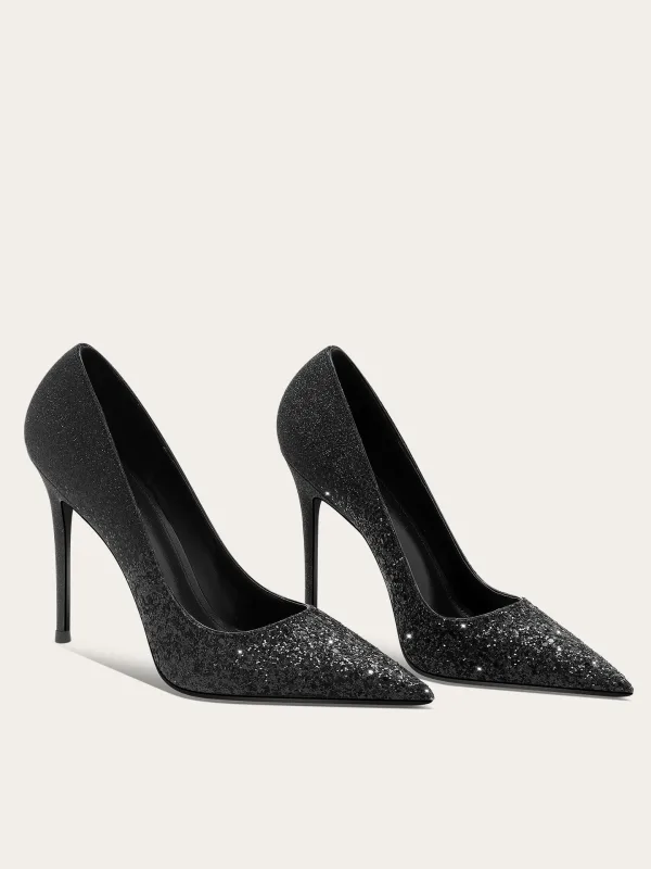 Scintillantes Champagne Soirée Paillettes Escarpins 2026 Cuir 10 cm Talons Aiguilles À Bout Pointu Talons Hauts