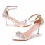 Sexy Ivory / Creme Brautschuhe 2022 Strass Knöchelriemen 7 cm Stilettos Peeptoes Hochzeit Pumps Hochhackige