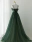 Charmant Vert Foncé Perlage Paillettes Robe De Soirée 2023 Princesse Bretelles Spaghetti Sans Manches Dos Nu Longue Soirée Robe De Ceremonie