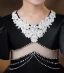 Audrey Hepburn Style Black Pearl Rhinestone Lace Flower Satin Flower Girl Dresses 2024 Ball Gown Birthday Scoop Neck Puffy Short Sleeve Floor-Length / Long