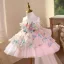 Flower Fairy Blushing Pink Beading Appliques Sequins Birthday Short Flower Girl Dresses 2025 Ball Gown Scoop Neck Sleeveless Backless Tulle