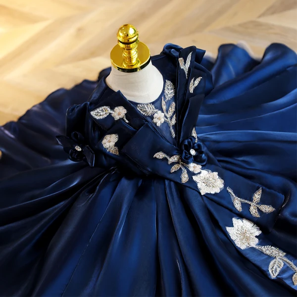 flower girl dresses blue Ruffles Skirt Glitter Horse Hair Flower Girl Dress Sky Blue 5829SB 4 / SkyBlue main image 1