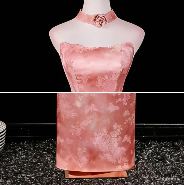 Sexy Candy Pink Evening Dresses 2026 Trumpet / Mermaid Strapless Sleeveless Backless Floor-Length / Long Evening Party Formal Dresses