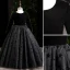 Fashion Black Star Prom Flower Girl Dresses 2022 Scoop Neck Ball Gown Long Sleeve Floor-Length / Long Flower Girl Dresses