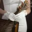 Vintage / Retro Ivory Bow Satin Wedding Bridal Gloves 2025