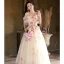 Flower Fairy Chic / Beautiful White Appliques Prom Dresses 2023 A-Line / Princess Off-The-Shoulder Short Sleeve Backless Floor-Length / Long Prom Formal Dresses