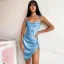 Sexy Einfarbig Stretch-Satin Regulär Salbeigrün Damen Leibchen Kleider 2021 Gekreuzte Träger Spaghettiträger Rüschen Ärmellos