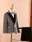 Sexy Gris Paillettes 5 pièces Manches Longues Costume Garçon Mariage 2025 Manteau Pantalon Chemise Cravate Gilet Mariage