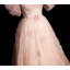 Chic / Belle Rougissant Rose Appliques Paillettes Robe De Bal 2023 Princesse De l'épaule Perle Faux Diamant Manches Courtes Dos Nu Longue Robe De Ceremonie
