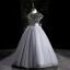 Chic / Beautiful Grey Sequins Prom Flower Girl Dresses 2022 Ball Gown Scoop Neck Sleeveless Sash Bow Floor-Length / Long Flower Girl Dresses