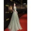 Fashion Sage Green Sequins Prom Dresses 2022 A-Line / Princess Spaghetti Straps Bow Rhinestone Sleeveless Backless Floor-Length / Long Prom Formal Dresses