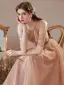 Charming Champagne Beading Tassel Pearl Rhinestone Evening Dresses 2022 A-Line / Princess Halter Sleeveless Backless Floor-Length / Long Evening Party Formal Dresses