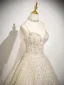Bling Bling Champagne Beading Sequins Prom Dresses 2025 Ball Gown Spaghetti Straps Sleeveless Backless Sweep Train Prom Formal Dresses