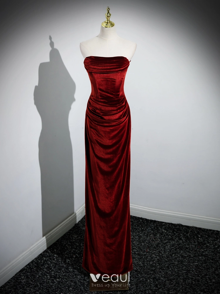Sexy Prom Backless Velvet O Neck Evening Dresses Sexy Prom Backless Velvet O Neck Evening Dresses