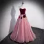 Elegant Burgundy Appliques Prom Dresses 2022 A-Line / Princess Strapless Pearl Sleeveless Backless Floor-Length / Long Prom Formal Dresses