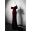 Modest / Simple Burgundy Velvet Evening Dresses 2024 Trumpet / Mermaid Off-The-Shoulder Short Sleeve Backless Floor-Length / Long Evening Party Formal Dresses