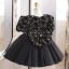 Sparkly Black Multi-Colors Sequins Birthday Flower Girl Dresses 2022 Ball Gown Scoop Neck Short Sleeve Bow Short Flower Girl Dresses