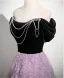 Chic / Beautiful Lavender Flower Rhinestone Prom Dresses 2025 A-Line / Princess Off-The-Shoulder Short Sleeve Backless Floor-Length / Long Formal Dresses