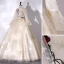 Élégant Champagne Paillettes En Dentelle Fleur Robe De Bal 2022 Robe Boule Col Haut Manches de cloche Longue Robe De Ceremonie