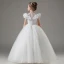 Fashion White Star Sequins Lace Butterfly Wedding Flower Girl Dresses 2023 Ball Gown Scoop Neck Short Sleeve Floor-Length / Long